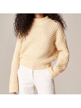 J. Crew Honeycomb Mock Neck Sweater - Cream
